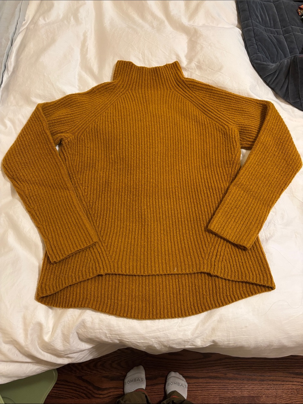 Madewell Ribbed Mock Neck Sweater in Mustard